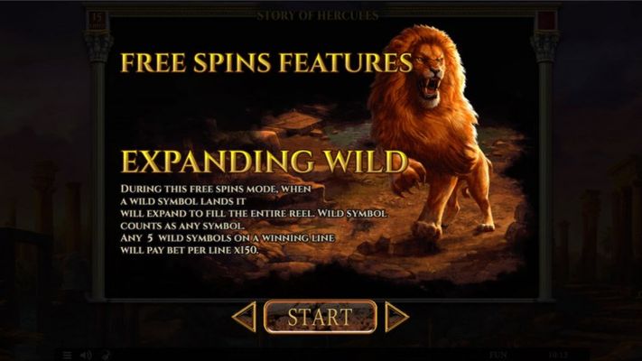 Story of Hercules 15 Lines :: Free Spin Feature - Expanding Wild