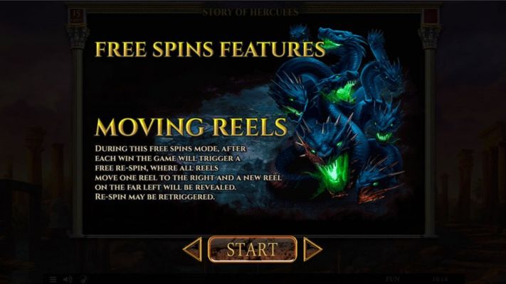 Story of Hercules 15 Lines :: Free Spin Feature - Moving Reels