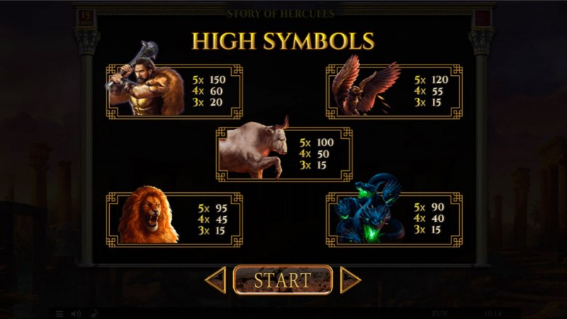Story of Hercules 15 Lines :: Paytable - High Value Symbols