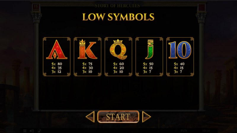 Paytable - Low Value Symbols