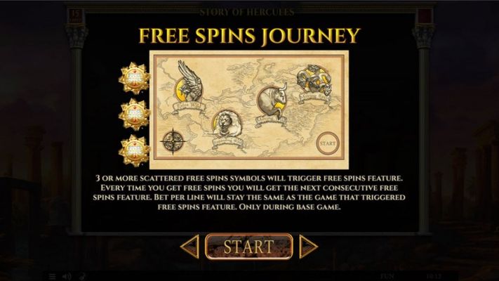 Story of Hercules 15 Lines :: Free Spin Feature Rules