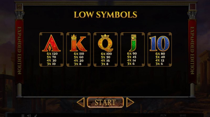 Story of Hercules Expanded Edition :: Paytable - Low Value Symbols