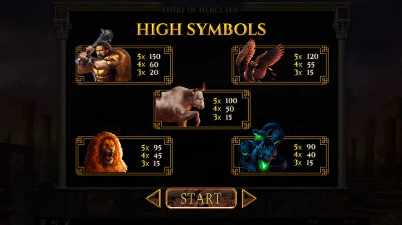Story of Hercules :: Paytable - High Value Symbols