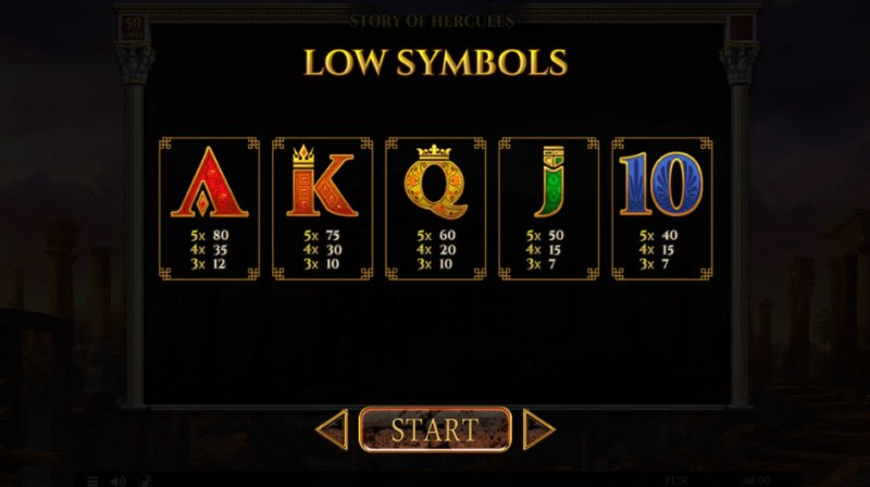 Paytable - Low Value Symbols