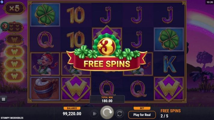 3 additional free spins awarded