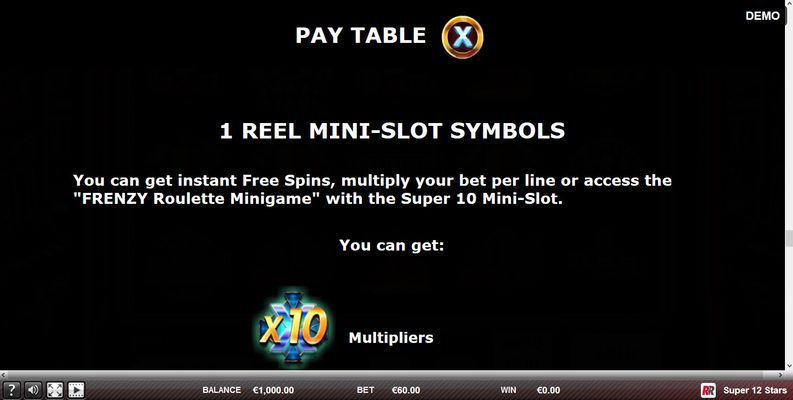 Super 12 Stars :: 1 Reel Mini-Slot Symbols
