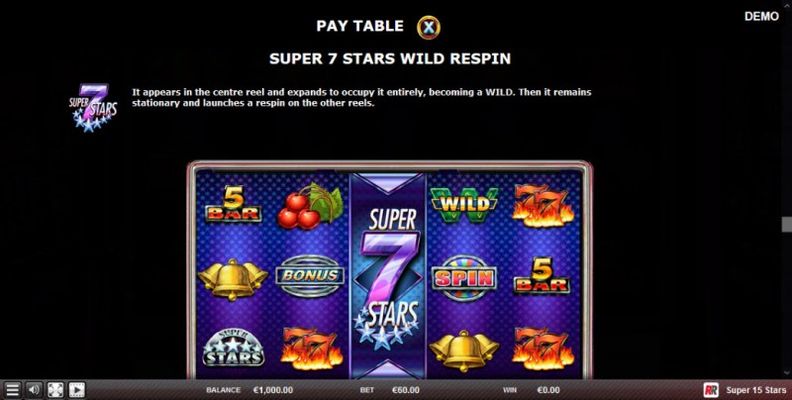 Super 7 Stars Wild Respin Feature