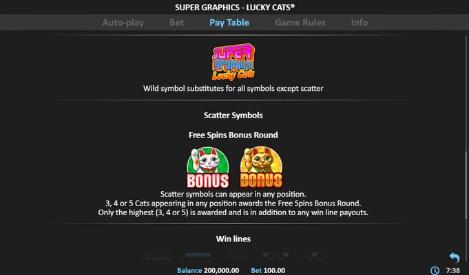 Super Graphics Lucky Cats :: Wild and Scatter Rules