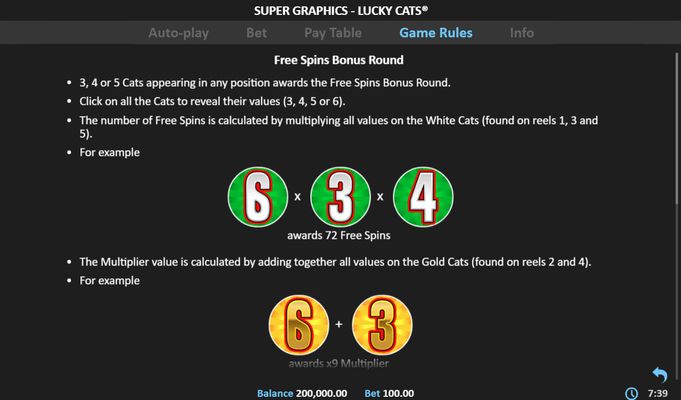 Super Graphics Lucky Cats :: Free Spins Rules