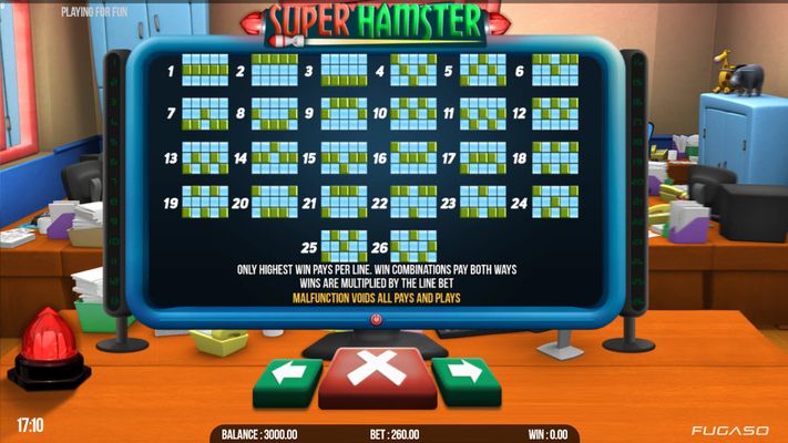 Super Hamster :: Paylines 1-26