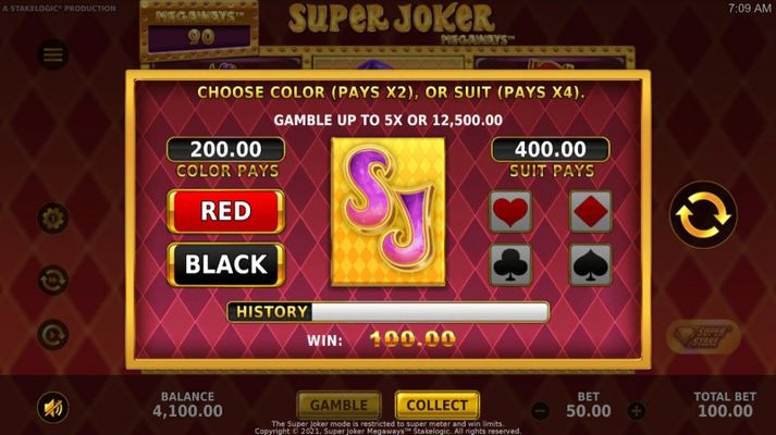 Super Joker Megaways :: Gamble feature is available after every win
