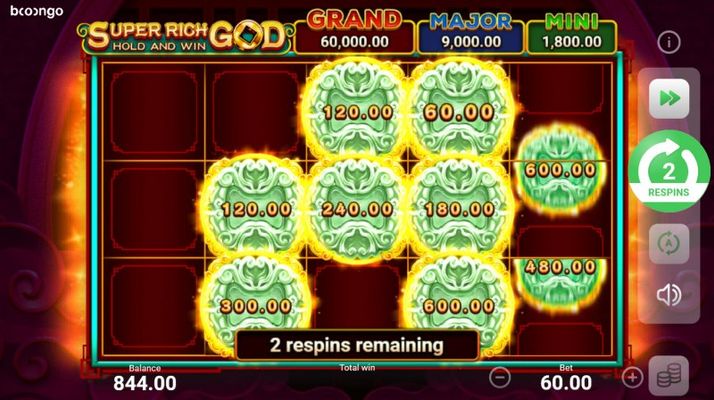 3 respins awarded, land additional scatters to extended bonus play