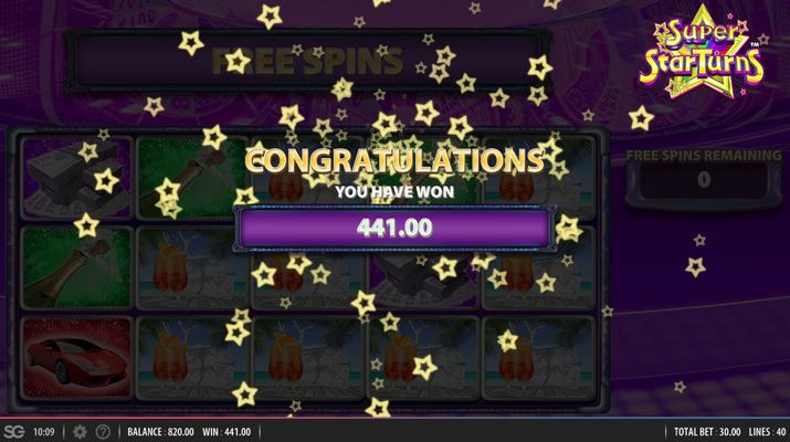 Super Star Turns :: Total free spins payout