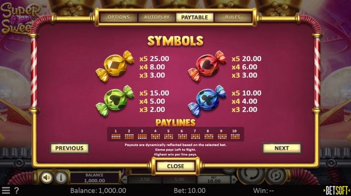 Paytable - Low Value Symbols