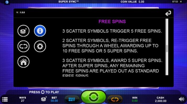 Super Sync :: Free Spin Feature Rules