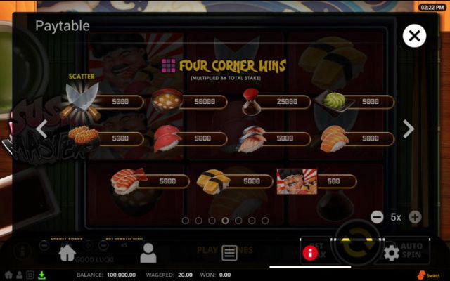 Sushi Master :: Four Corner Wins