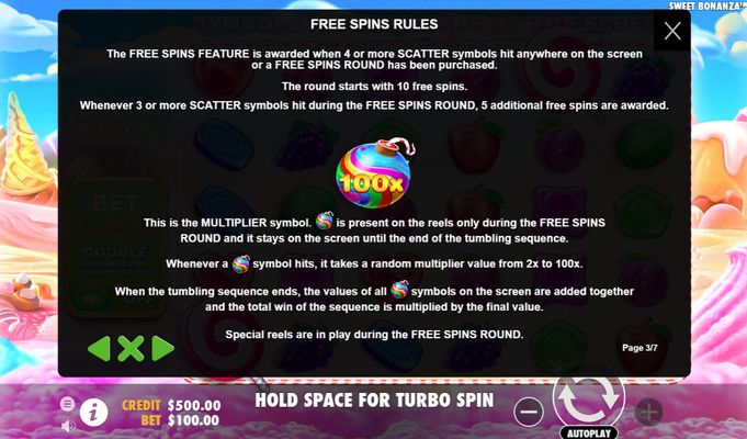 Sweet Bonanza :: Free Spins Rules