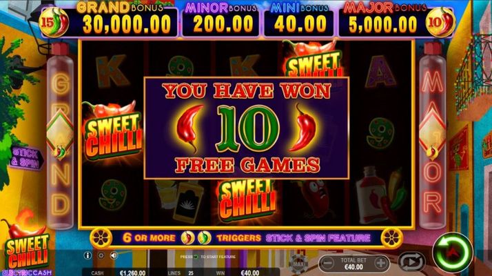 10 free spins awarded