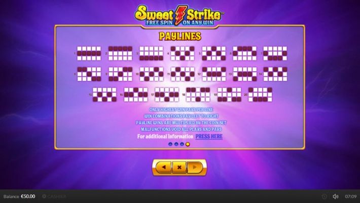 Sweet Strike :: Paylines 1-20