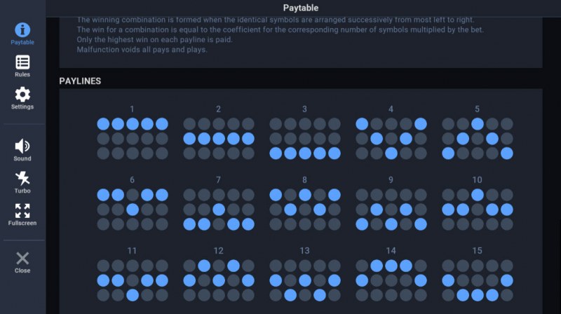 Paylines 1-15