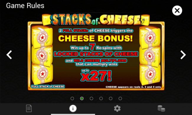 2 full stacks of cheese triggers the Cheese Bonus