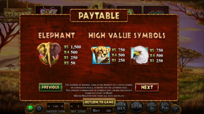 High value slot game symbols paytable