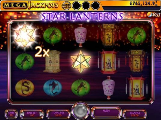 Star Lanterns landing on the reels will reveal a hidden symbol and/or multiplier.