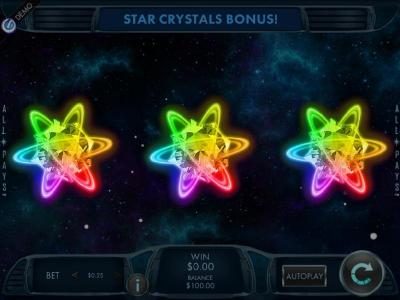 Star Crystal Bonus - select one star to reveal a prize award.