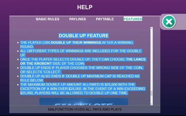 Double Up Feature is a available after every winning spin. Select either Cleopatra or the Mummy for a chance to doudle your winnings.