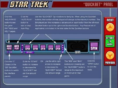 Quickbet Panel layout and description