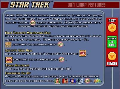 Win Warp Feature game rules.