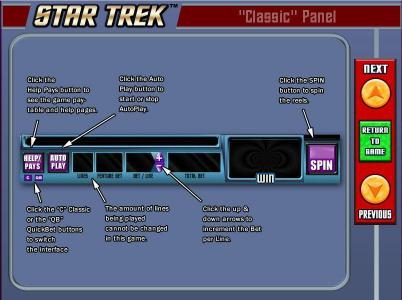 Classic Panel layout and description
