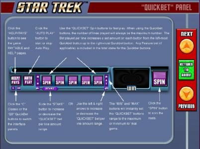 Quickbet Panel layout and description