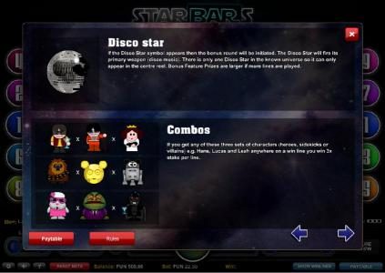 Disco Star and Combos Feature Rules.