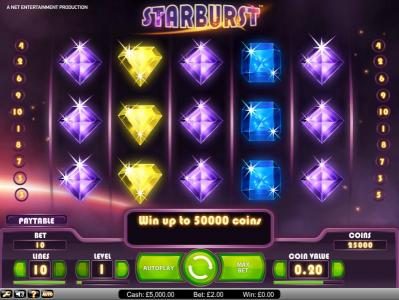 Starburst slot game playing field