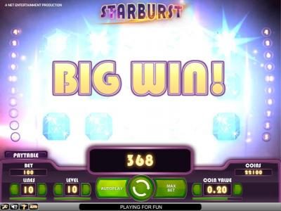 Starburst Big Win feature triggered