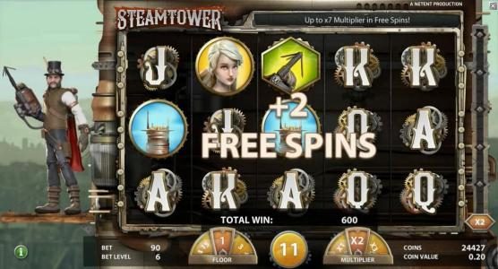 Additional Free Spins can be awarded during the Free Spins Feature.
