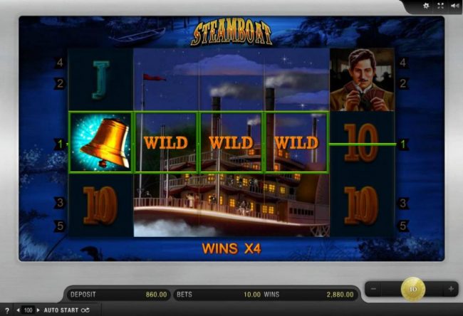 Expanded wilds on reels 2, 3 and 4 triggers a 2,880.00 super win.