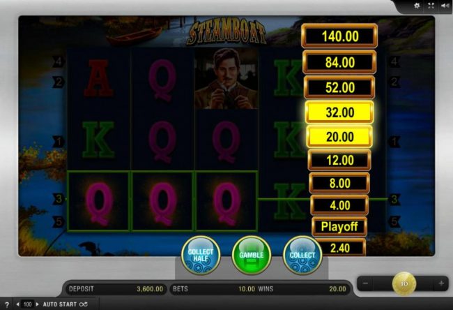 Ladder Gamble Feature Game Board available after every winning spin.