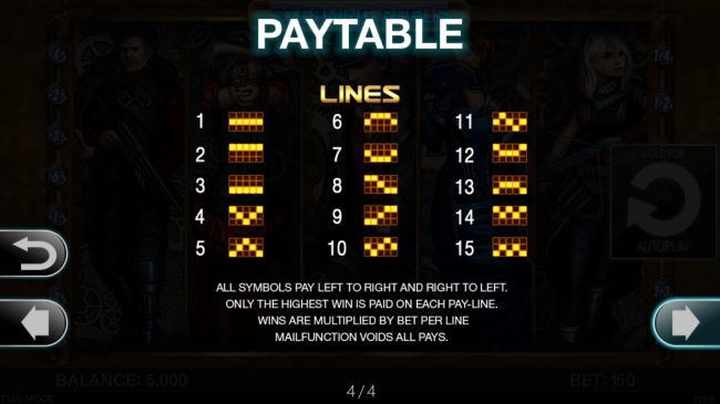 Paylines 1-15