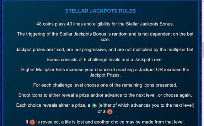 Stellar Jackpot Rules