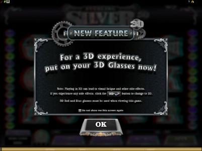 new feature - for a 3d experience, put on your 3d glasses now. the 3d affects can be truned off and played in regular non-3d mode