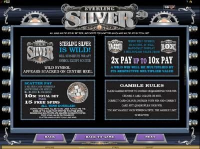 wild pays, scatter pays gamble rules and multiplier rules