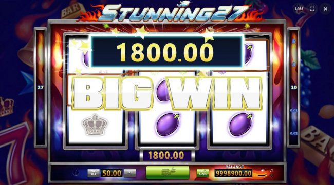 An 1800.00 Big Win triggered.