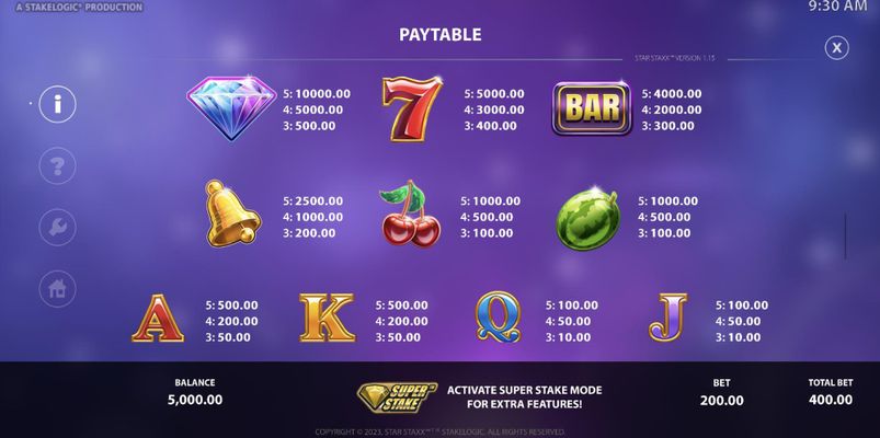 Paytable