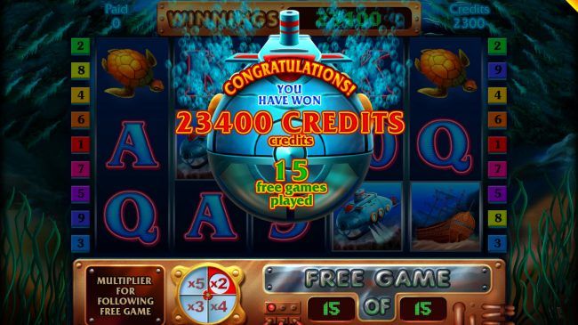 Total free spins payout 23400 credits
