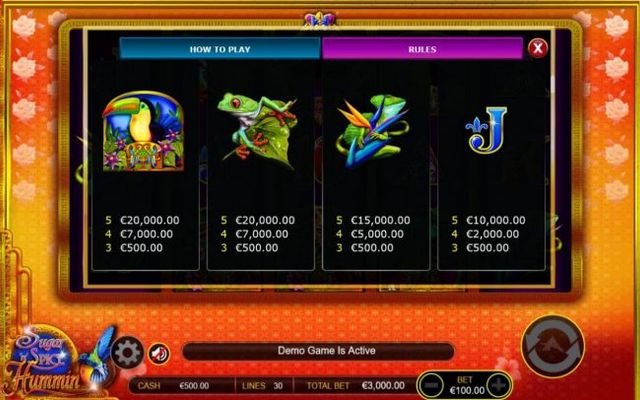 Medium Value Slot Game Symbols Paytable