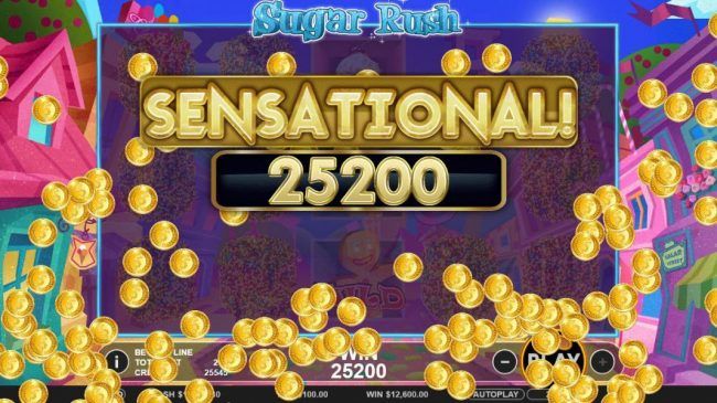A 25,200 coin sensational payout triggered by multiple winning paylines.