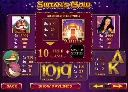 slot game symbols paytable - scatter symbol and mystery scatter symbol
