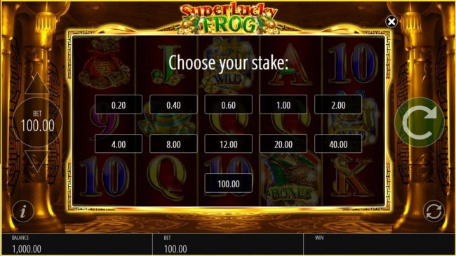 Choose from 11 available stake options